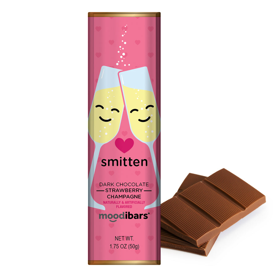 Seasonal Moodibars - Smitten Strawberry Champagne Dark Chocolate 1.75oz Bar