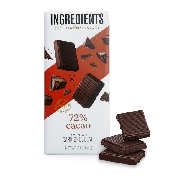 Ingredients - 72% Cacao Dark Chocolate 3oz Bar