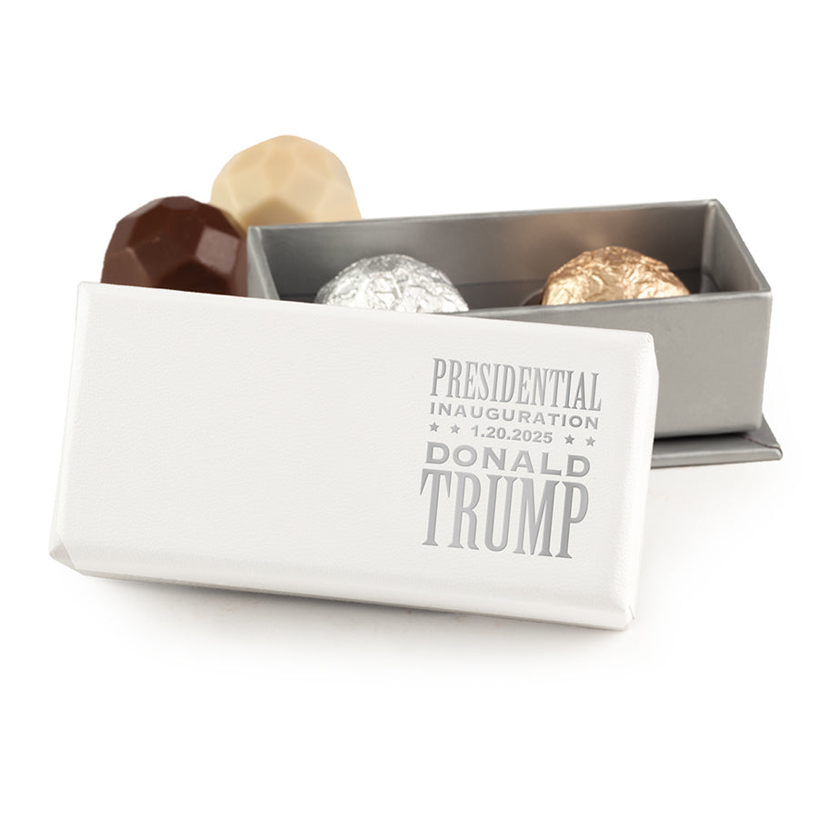 Sterling Deco Truffle Box w/ Presidential Inauguration Hot Stamp