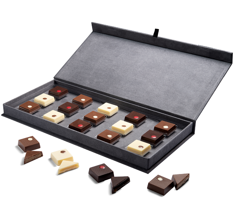 Elite Collection - Suede Gift Box, Charcoal Grey 15 Filled Gourmet Truffles