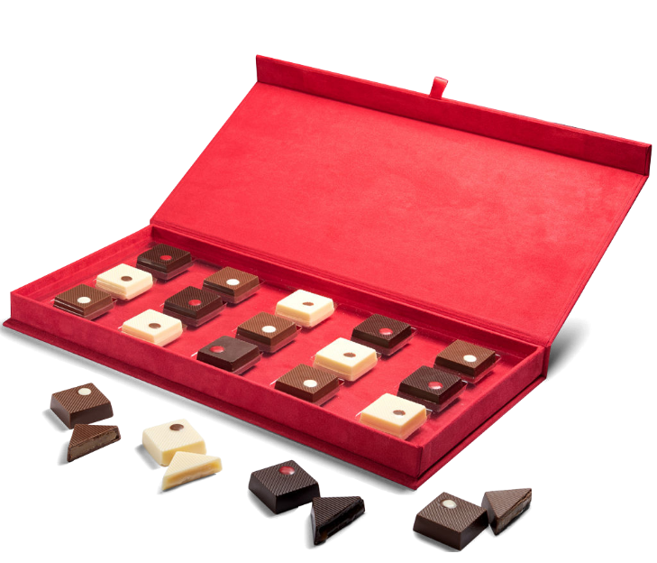 Elite Collection - Suede Gift Box, Red 15 Filled Gourmet Truffles