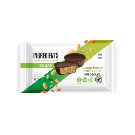 Ingredients - Vegan Certified & Gluten Free 56% Dark Chocolate Peanut Butter Truffle Cups