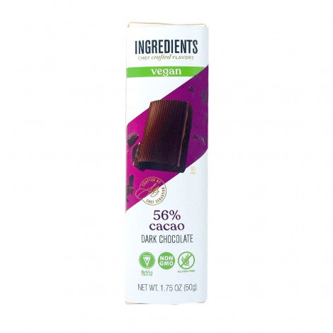 Ingredients - 1.75oz 56% Vegan Dark Chocolate Bar