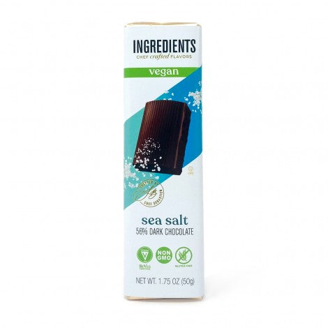 Ingredients - 1.75oz 56% Vegan Dark Sea Salt Chocolate Bar